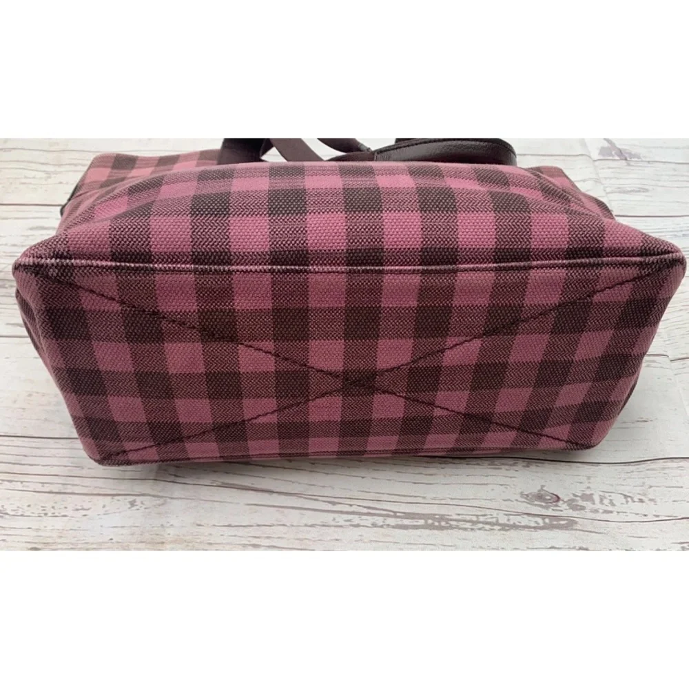 Coach Gingham Pink Tote Bag With Coach Leather Tag - Picture 7 of 14